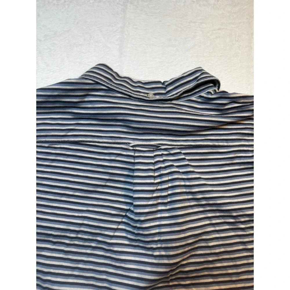 Vintage Ralph Lauren Polo Mens XL Striped Pocket Blue‎ White Button Short Sleeve